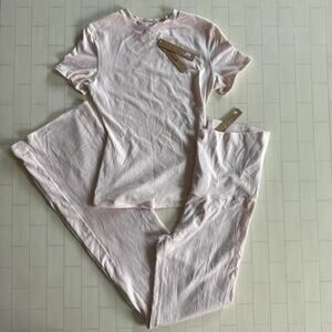NWT SKIMS Cotton Jersey T-Shirt/Fold Over Pant - Barely Pink*